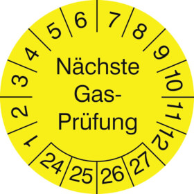 Prfplaketten - Nchste Gas - Prfung gelb / schwarz
