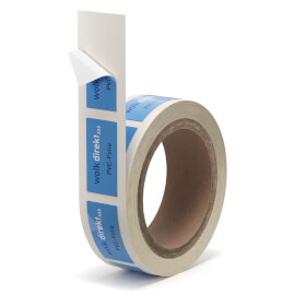 Individuell gefertigte QS-Etiketten zu 500 Stck auf Rolle PVC-Folie 0,1 mm wei, formgestanzt,