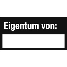 Inventaretiketten Eigentum von: 