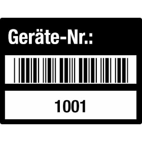 Inventaretiketten Geräte - Nr.: 