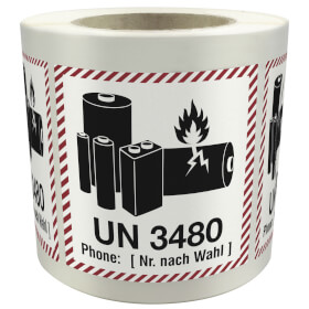 Verpackungsetikett UN 3480 für Lithium-Ionen-Batterien
