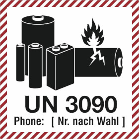 Verpackungsetikett UN 3090 für Lithium - Metall - Batterien