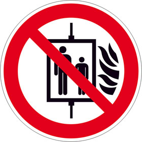 Protect Verbotsschild Aufzug im Brandfall nicht benutzen