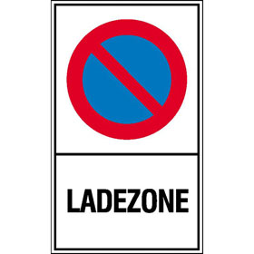 Haltverbotsschild Symbol: Eingeschrnktes Haltverbot, Text:  Ladezone