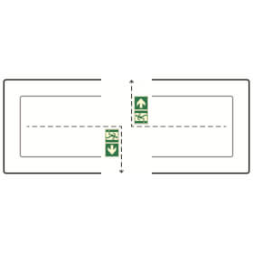 Fahnenschild Fluchtwege langnachleuchtend Notausgang rechts mit Zusatzzeichen