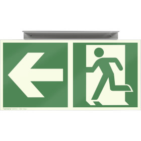 Fahnenschild Fluchtwege langnachleuchtend Notausgang links/rechts mit Zusatzzeichen