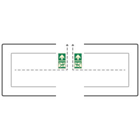 Fahnenschild Fluchtwege langnachleuchtend Notausgang links/rechts mit Zusatzzeichen