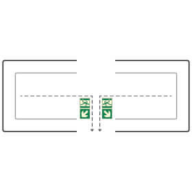 Fahnenschild Fluchtwege langnachleuchtend Notausgang links/rechts abwrts mit Zusatzzeichen