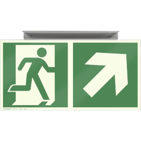 Fahnenschild Fluchtwege langnachleuchtend Notausgang links/rechts aufwrts mit Zusatzzeichen