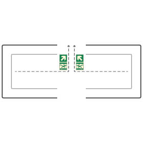 Fahnenschild Fluchtwege langnachleuchtend Notausgang links/rechts aufwrts mit Zusatzzeichen