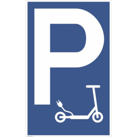 Parkplatzschild Symbol: P, Symbol:  E - Scooter