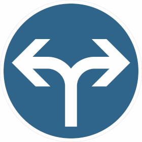 Verkehrsschild Vorgeschriebene Fahrtrichtung links und rechts VZ: 214 - 30