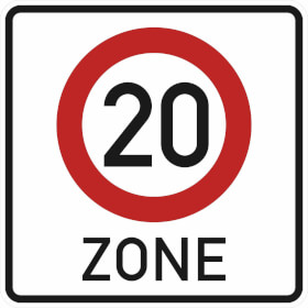 Verkehrsschild Begin einer Tempo 20 - Zone VZ: 274.1 - 20