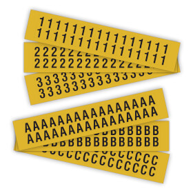 Selbstklebende Ziffern und Buchstaben auf Karte Schrifthhe 75, 0 mm, gelb /  schwarz