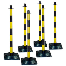 Kettenstnder - Set mit 6 Kunststoffstnder Secur 3, gelb / schwarz und 10 m Kette