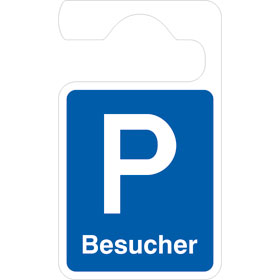 Parkausweis - Anhnger Symbol: P, Text:  Besucher,  blau / wei