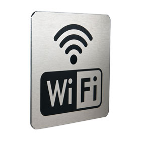 WiFi Schild Aluminium Edelstahloptik mit schwarzem Foliendruck