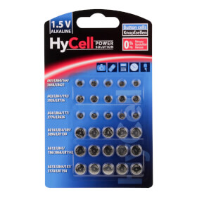 HyCell Alkaline - Knopfzellenset 30 - teilig fr alle Einsatzgebiete, Alkaline - Batterie