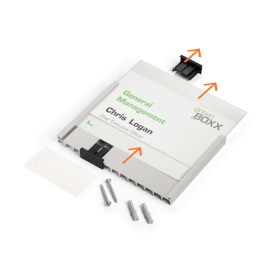 ALUMINO Infotafel A4, bruchsichere Acrylglasabdeckung, 2 seitl. Verschlussclips,