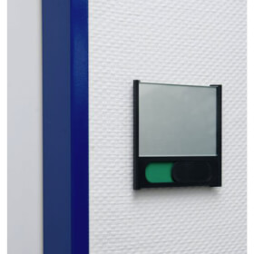 BOX Türschilder inkl. Frei / Besetzt-Anzeige Aluminiumrückplatte in Edelstahloptik, ABS-Kunststoffrahmen,