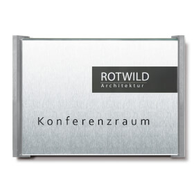 BOX Trschilder, grau Aluminiumrckplatte in Edelstahloptik, ABS - Kunststoffrahmen, 