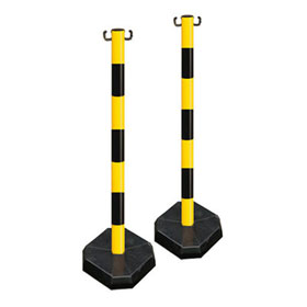 Kettenstnderset Kunststoffpfosten mobil mit 2 m - Kette, Farbe: gelb / schwarz