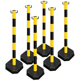 Kettenstnderset Kunststoffpfosten mobil mit 10 m - Kette, Farbe: gelb / schwarz