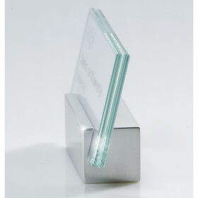 CLEAR Tischaufsteller  2 Glasscheiben  3 mm, ESG, 