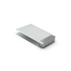 ClampLine Türschild Glasschild mit edlem Aluminiumhalter, variabler Klemmbereich