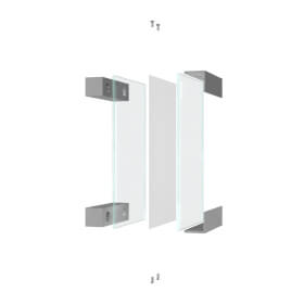 ClampLine Türschild Glasschild mit 2 edlen Aluminiumhaltern, variabler Klemmbereich