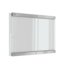 ClampLine Infotafel A3 Glasschild mit 2 edlen Aluminiumhaltern, variabler Klemmbereich