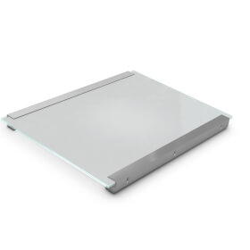 ClampLine Infotafel A3 Glasschild mit 2 edlen Aluminiumhaltern, variabler Klemmbereich