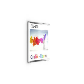 SlideFix Türschild Hochformat silber Acrylglasscheibe mit Aluminiumrahmen und seitlichem Einschub