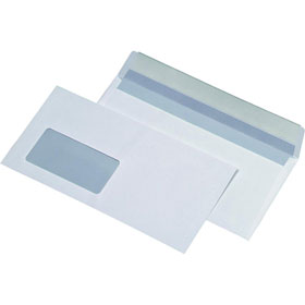 Briefumschläge DIN lang weiß mit Fenster Papiergewicht: 80g, mit Hafklebegummierung