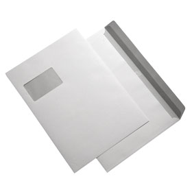 Briefumschlge C4 wei mit Fenster Papiergewicht: 100g, mit Haftklebegummierung