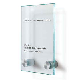 CRISTALLO Türschilder aus Einscheiben-Sicherheitsglas, hochwertige Edelstahlhalter,