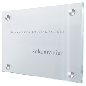 CRISTALLO Türschilder aus Einscheiben - Sicherheitsglas, hochwertige Edelstahlhalter, 