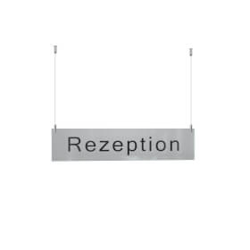 CRISTALLO Infoleiste als Deckenabhnger aus 1 x 5 mm Sicherheitsglas mit Stahlseil