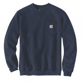 Carhartt Crewneck Pocket Sweatshirt dunkelblau mit Runhalsausschnit aus Rippstrick und kleiner Tasche