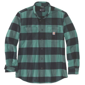 Carhartt Midweight Flannel L / S Plaid slate grn langrmliges Baumwollhemd