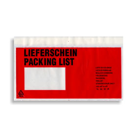 Dokumententasche Textaufdruck: Lieferschein -  Packing List,  selbstklebend