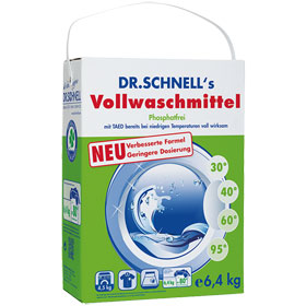 DR.SCHNELLs Vollwaschmittel bereits bei niedrigen Temperaturen voll wirksam