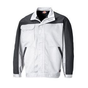Dickies Workwear Everyday Bundjacke wei - grau Arbeitsjacke mit verstellbaren rmelbndchen und verdecktem Reiverschluss