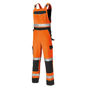 Dickies Workwear Warnschutz Hi - Vis Latzhose orange / blau zweifarbige Arbeitslatzhose mit Reflexstreifen