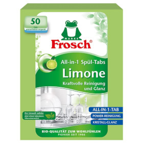 Frosch All - in - 1 Spül - Tabs Limone 50 St entsorgen Verschmutzung und Kalkablagerungen