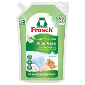 Frosch Aloe Vera Sensitiv Waschmittel reinigt die Wsche besonders farb - und gewebeschonend