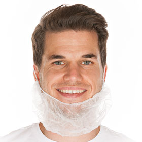 Bartschutz mit Gummiband, Bartnetz wei latexfrei, luftdurchlssig,  angenehm zu tragen