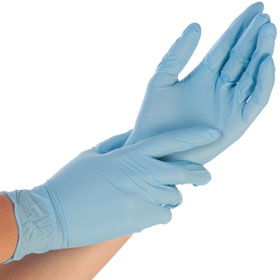 Franz Mensch Nitril Einweghandschuh Safe Fit blau latexfrei mit texturierten Fingerspitzen