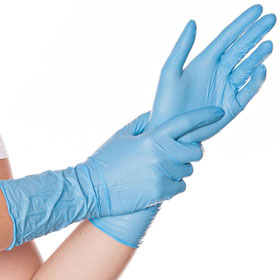 Franz Mensch Nitrilhandschuh Safe long blau latexfrei mit langen Stulpen zum Schutz des Unterarms