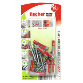 fischer DuoPower 6 x 30 S zwei Komponenten Klapp - , Spreiz - und Knotdübel mit Schrauben